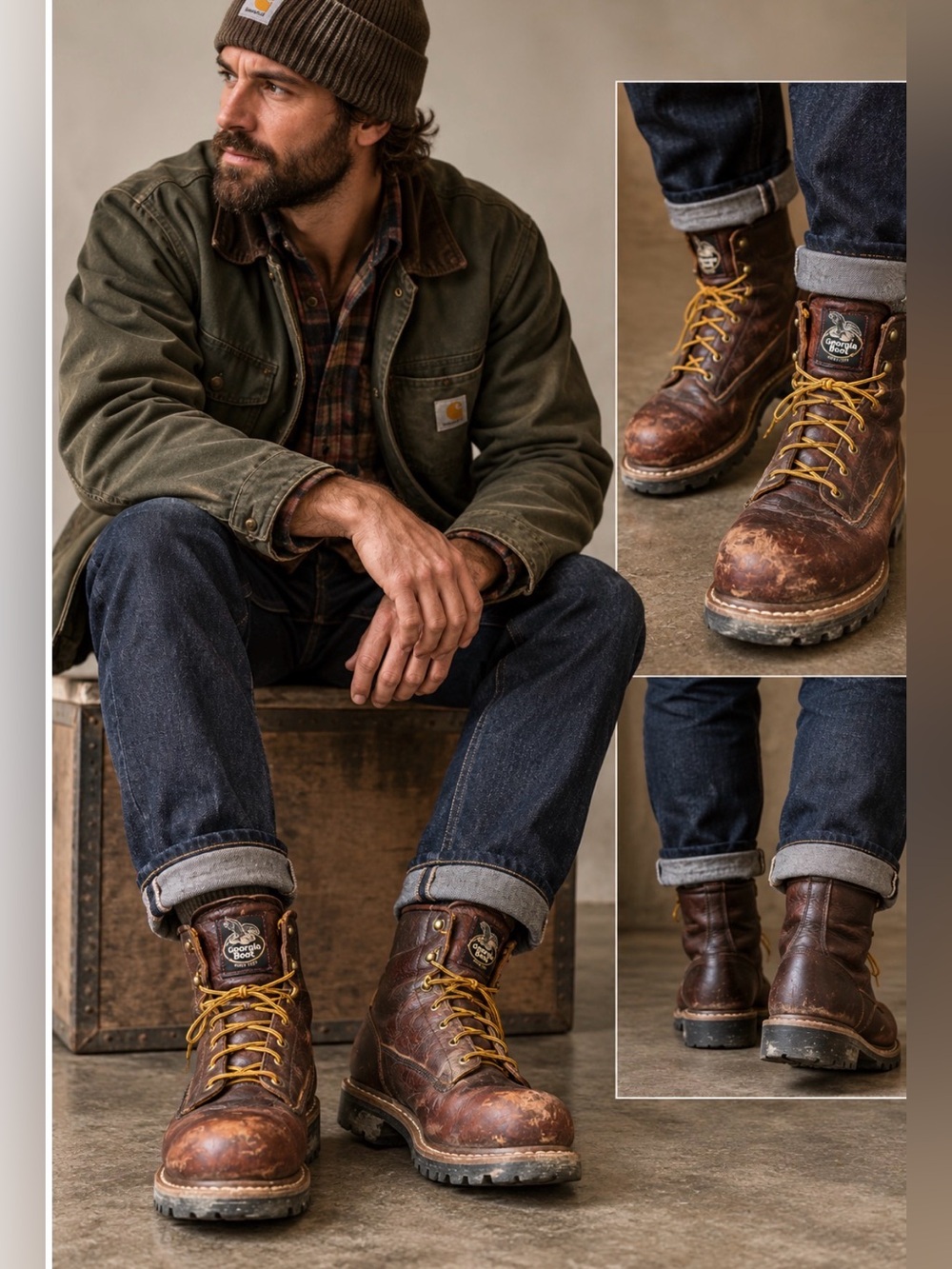 Georgia Boot GBOT052 Men 10.5M Waterproof Leather Lace-to-Toe Logger Work Boots